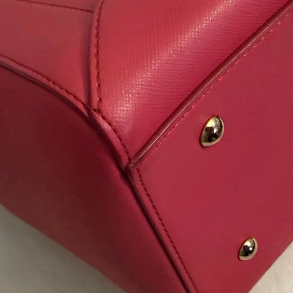 MCM Nuovo Satchel Crossbody Bag Fuchsia Pink Leather